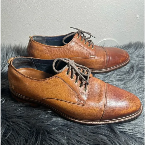 Cole Haan Men Benton Ii Oxford Cap Toe Oxfords Brown Leather Dress Shoes Sz 11M