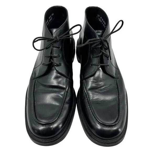 Cole Haan Mens Ankle Boots Black Leather Lace Up Round Moc Toe Chukka 8.5 M