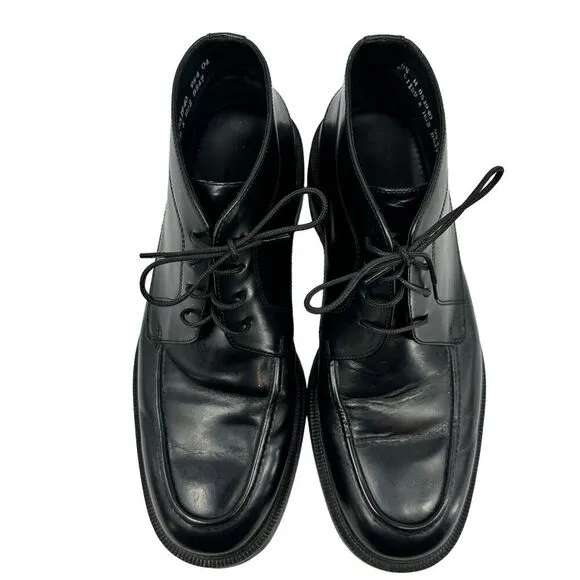 Cole Haan Mens Ankle Boots Black Leather Lace Up Round Moc Toe Chukka 8.5 M