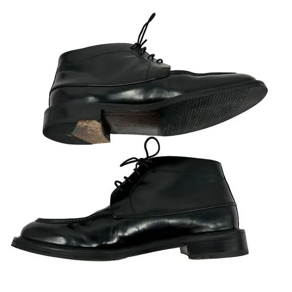 Cole Haan Mens Ankle Boots Black Leather Lace Up Round Moc Toe Chukka 8.5 M