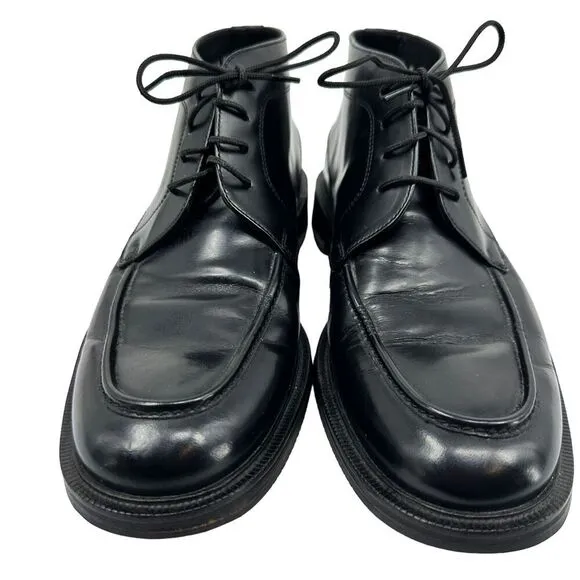 Cole Haan Mens Ankle Boots Black Leather Lace Up Round Moc Toe Chukka 8.5 M
