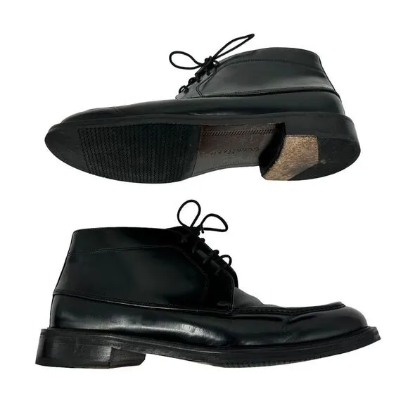 Cole Haan Mens Ankle Boots Black Leather Lace Up Round Moc Toe Chukka 8.5 M