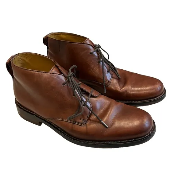 Cole Haan Mens Chukka Boots Ankle Brown Leather Stitch C09078