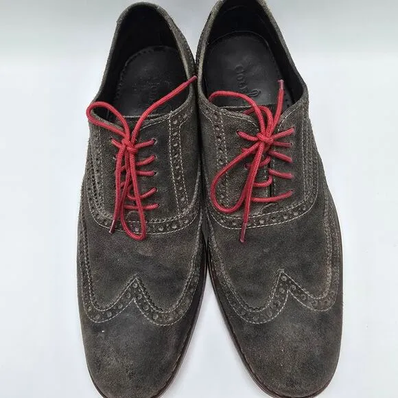Cole Haan mens Colton suede charcoal gray oxford dress shoes size 8