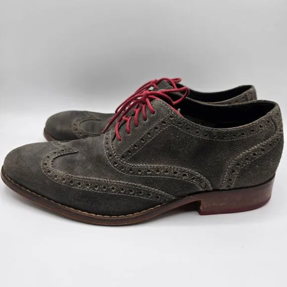 Cole Haan mens Colton suede charcoal gray oxford dress shoes size 8