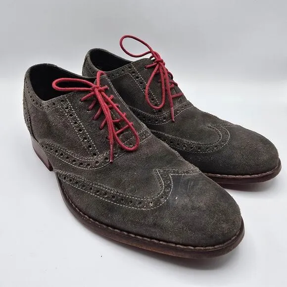 Cole Haan mens Colton suede charcoal gray oxford dress shoes size 8