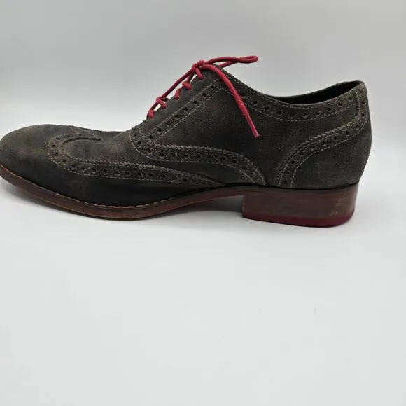 Cole Haan mens Colton suede charcoal gray oxford dress shoes size 8