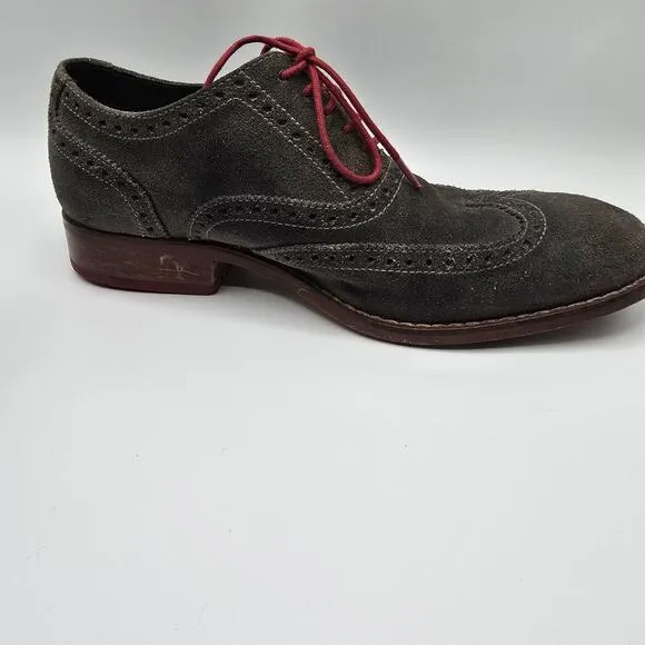 Cole Haan mens Colton suede charcoal gray oxford dress shoes size 8