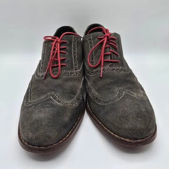 Cole Haan mens Colton suede charcoal gray oxford dress shoes size 8