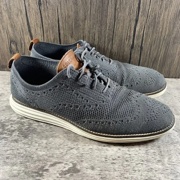 Cole Haan Mens Original Grand Knit Dress Shoes Size 10 C27961 Wingtip Blue