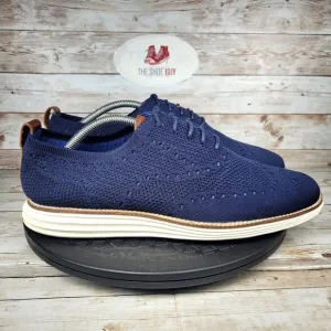 Cole Haan Men's Size 10M Original Grand Knit Wingtip Dress Navy Blue Shoes