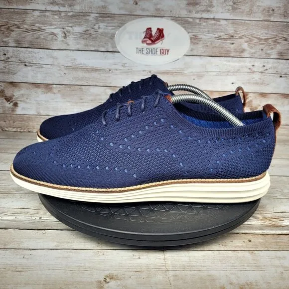 Cole Haan Men's Size 10M Original Grand Knit Wingtip Dress Navy Blue Shoes