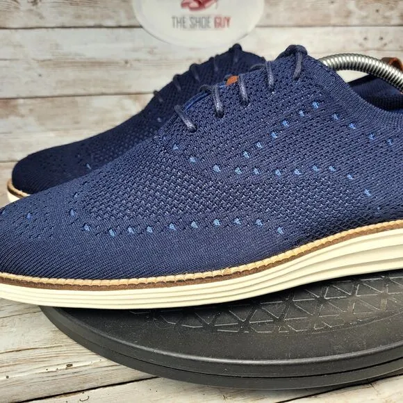 Cole Haan Men's Size 10M Original Grand Knit Wingtip Dress Navy Blue Shoes
