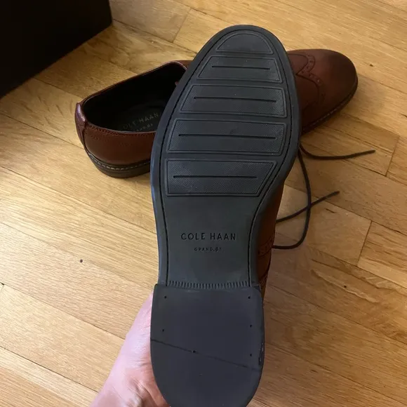 Cole Haan Men's Woodbury wingtip Dress Shoes, lined with warm material.