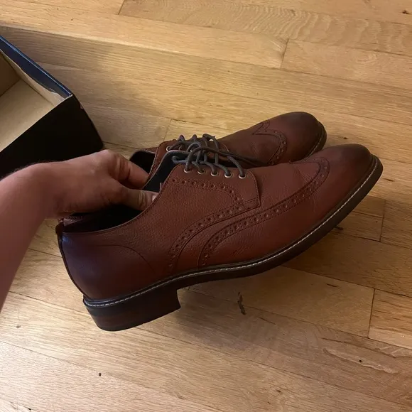 Cole Haan Men's Woodbury wingtip Dress Shoes, lined with warm material.