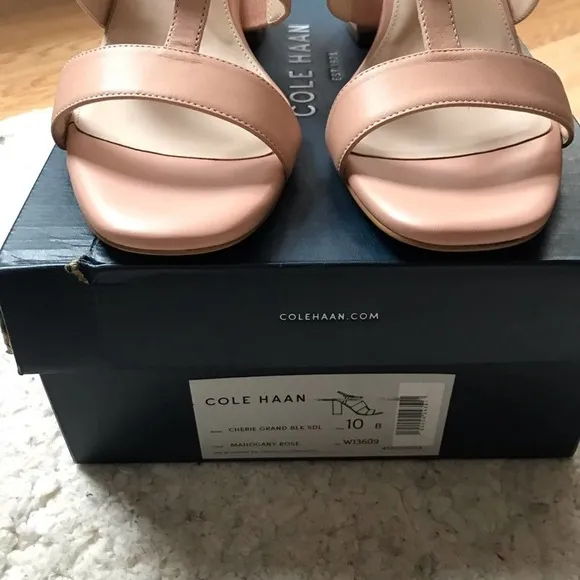 Cole Haan: Mohogany Rose Leather Cherie Grand Block Heel Sandals Sz 10B