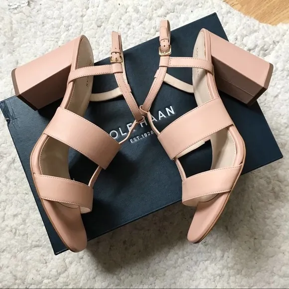 Cole Haan: Mohogany Rose Leather Cherie Grand Block Heel Sandals Sz 10B