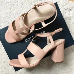 Cole Haan: Mohogany Rose Leather Cherie Grand Block Heel Sandals Sz 10B
