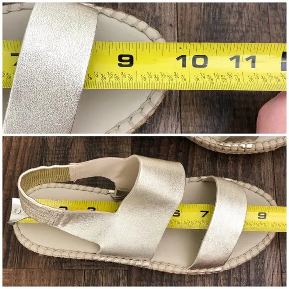 Cole Haan Sandal Cloudfeel Espadrille Wedge Grand OS Size 6B Soft Gold Metallic
