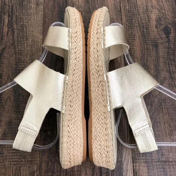 Cole Haan Sandal Cloudfeel Espadrille Wedge Grand OS Size 6B Soft Gold Metallic