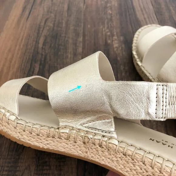 Cole Haan Sandal Cloudfeel Espadrille Wedge Grand OS Size 6B Soft Gold Metallic