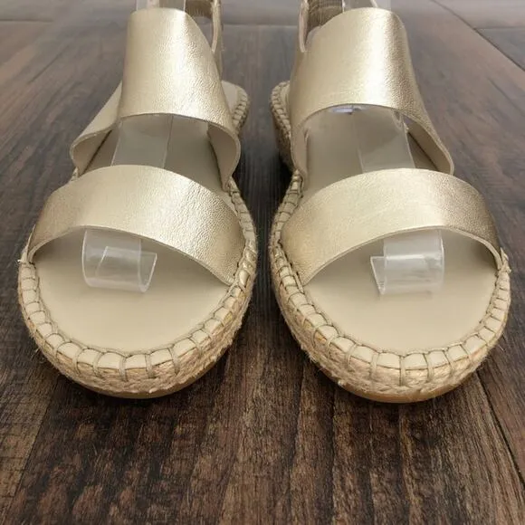 Cole Haan Sandal Cloudfeel Espadrille Wedge Grand OS Size 6B Soft Gold Metallic