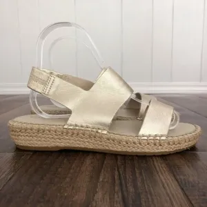 Cole Haan Sandal Cloudfeel Espadrille Wedge Grand OS Size 6B Soft Gold Metallic