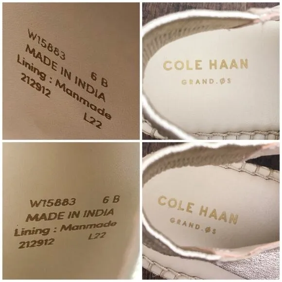 Cole Haan Sandal Cloudfeel Espadrille Wedge Grand OS Size 6B Soft Gold Metallic