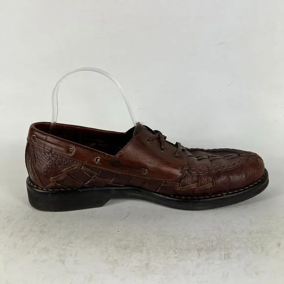 Cole Haan Solanite Men's 8.5 Brown Black Leather Lace Up Wingtip Dress Shoes