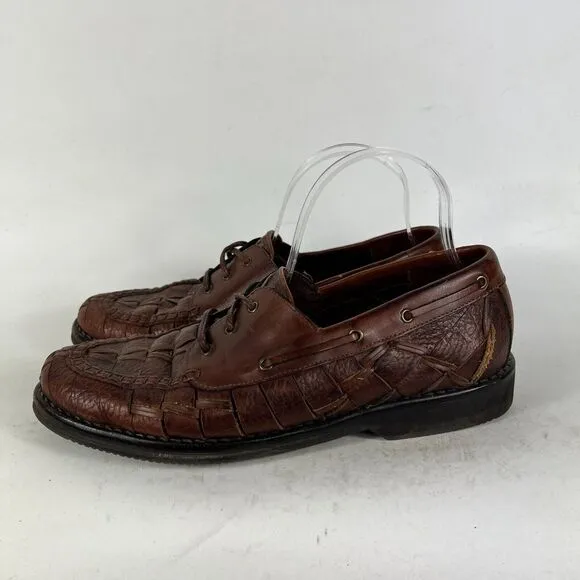Cole Haan Solanite Men's 8.5 Brown Black Leather Lace Up Wingtip Dress Shoes