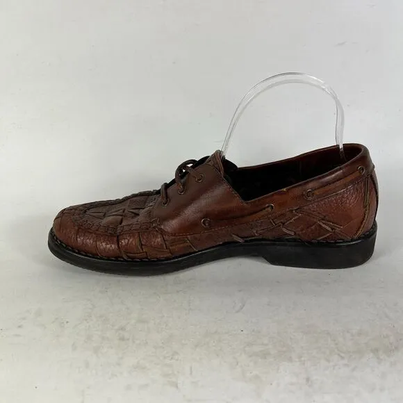 Cole Haan Solanite Men's 8.5 Brown Black Leather Lace Up Wingtip Dress Shoes