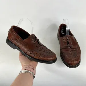 Cole Haan Solanite Men's 8.5 Brown Black Leather Lace Up Wingtip Dress Shoes