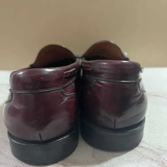 Cole Haan Sz 13 D Tassle Loafer Dress Shoes Mens Cherry Brown Leather Slip On