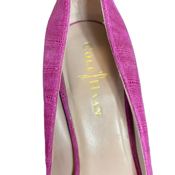 COLE HAAN  textured Suede Leather 4&quot; High Heel Platform Pumps