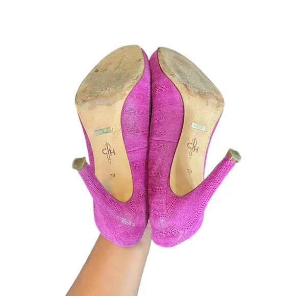 COLE HAAN  textured Suede Leather 4&quot; High Heel Platform Pumps
