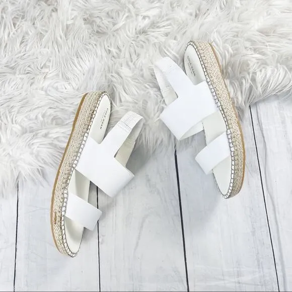 Cole Haan White Cloudfeel Leather Espadrille Slip On Sandal Size 11