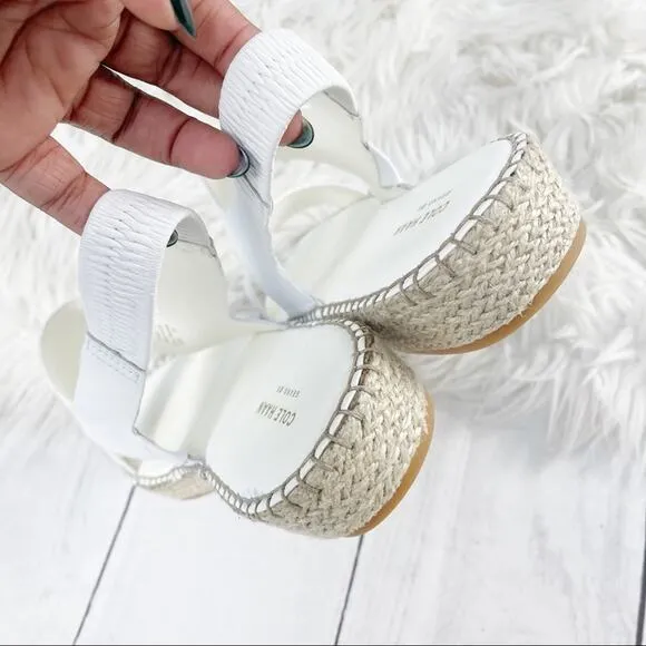 Cole Haan White Cloudfeel Leather Espadrille Slip On Sandal Size 11