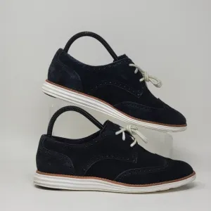 Cole Haan Women’s 8.5B Lunargrand Dark Navy Suede Wingtip Casual Oxford Shoes