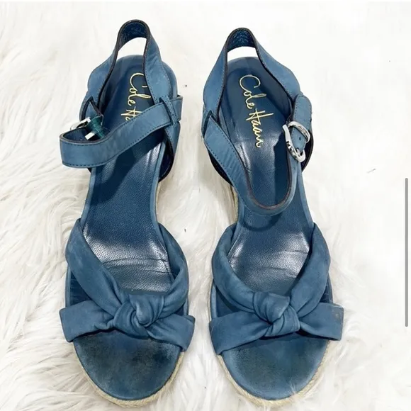 Cole Haan Women's Air Cynthia Espadrille Sandals in Marble Nubuck (Blue) 7