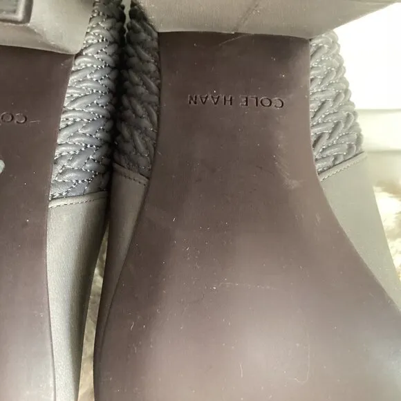 Cole Haan Women's Aylin Ankle Boots Size 6.5 Gray Leather Textured Block Heel Pu