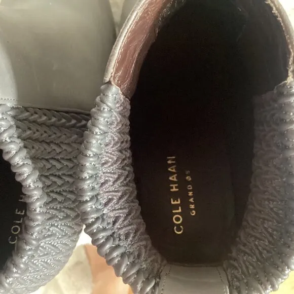 Cole Haan Women's Aylin Ankle Boots Size 6.5 Gray Leather Textured Block Heel Pu