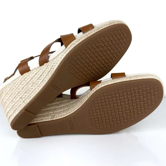 Cole Haan Women's Crystal Slingback Espadrille Wedge Sandals Brown Size 11