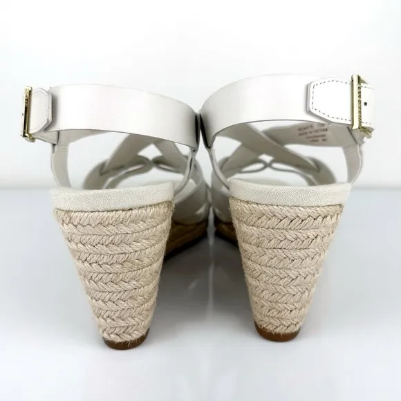Cole Haan Women's Crystal Slingback Espadrille Wedge Sandals White Size 10