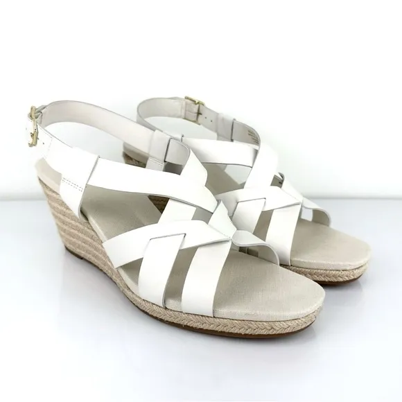 Cole Haan Women's Crystal Slingback Espadrille Wedge Sandals White Size 10