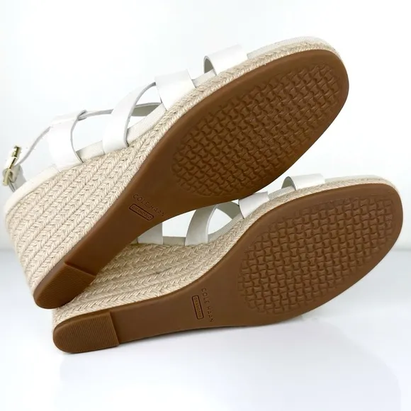 Cole Haan Women's Crystal Slingback Espadrille Wedge Sandals White Size 10