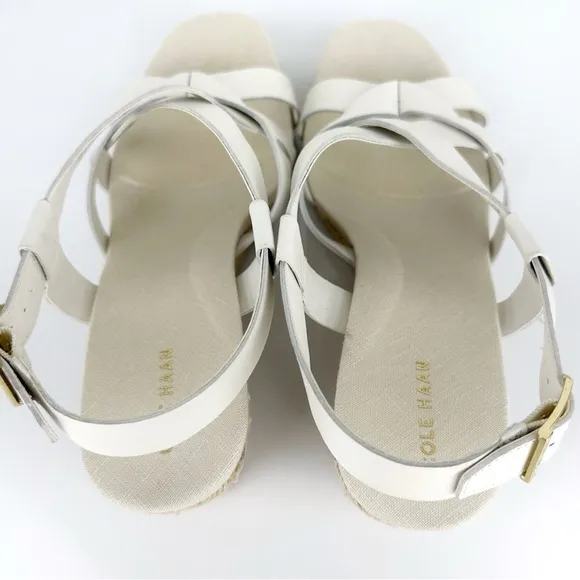 Cole Haan Women's Crystal Slingback Espadrille Wedge Sandals White Size 10