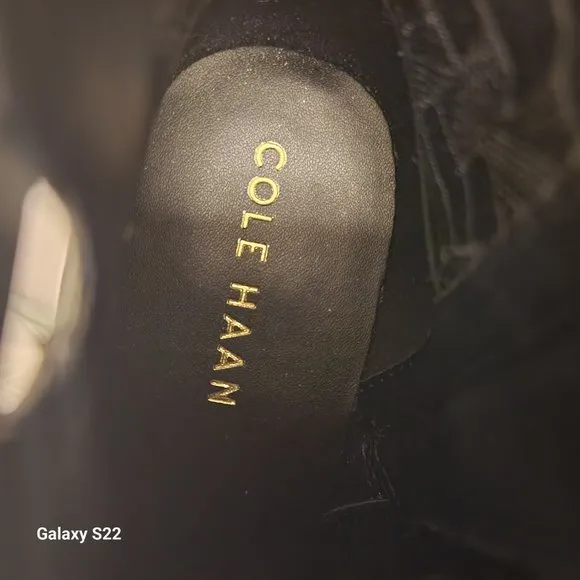 Cole Haan Women’s Haidyn Black Leather Block Heel Ankle Booties Shoes size 6
