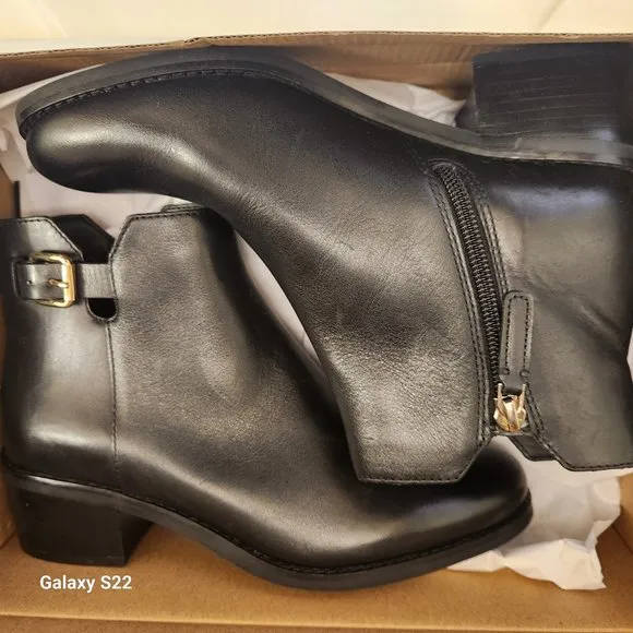 Cole Haan Women’s Haidyn Black Leather Block Heel Ankle Booties Shoes size 6