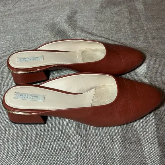 Cole Haan Women's Laree Slide Shoes Sandal Leather Brown Size 8.5