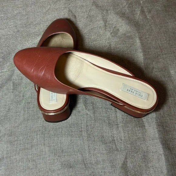 Cole Haan Women's Laree Slide Shoes Sandal Leather Brown Size 8.5